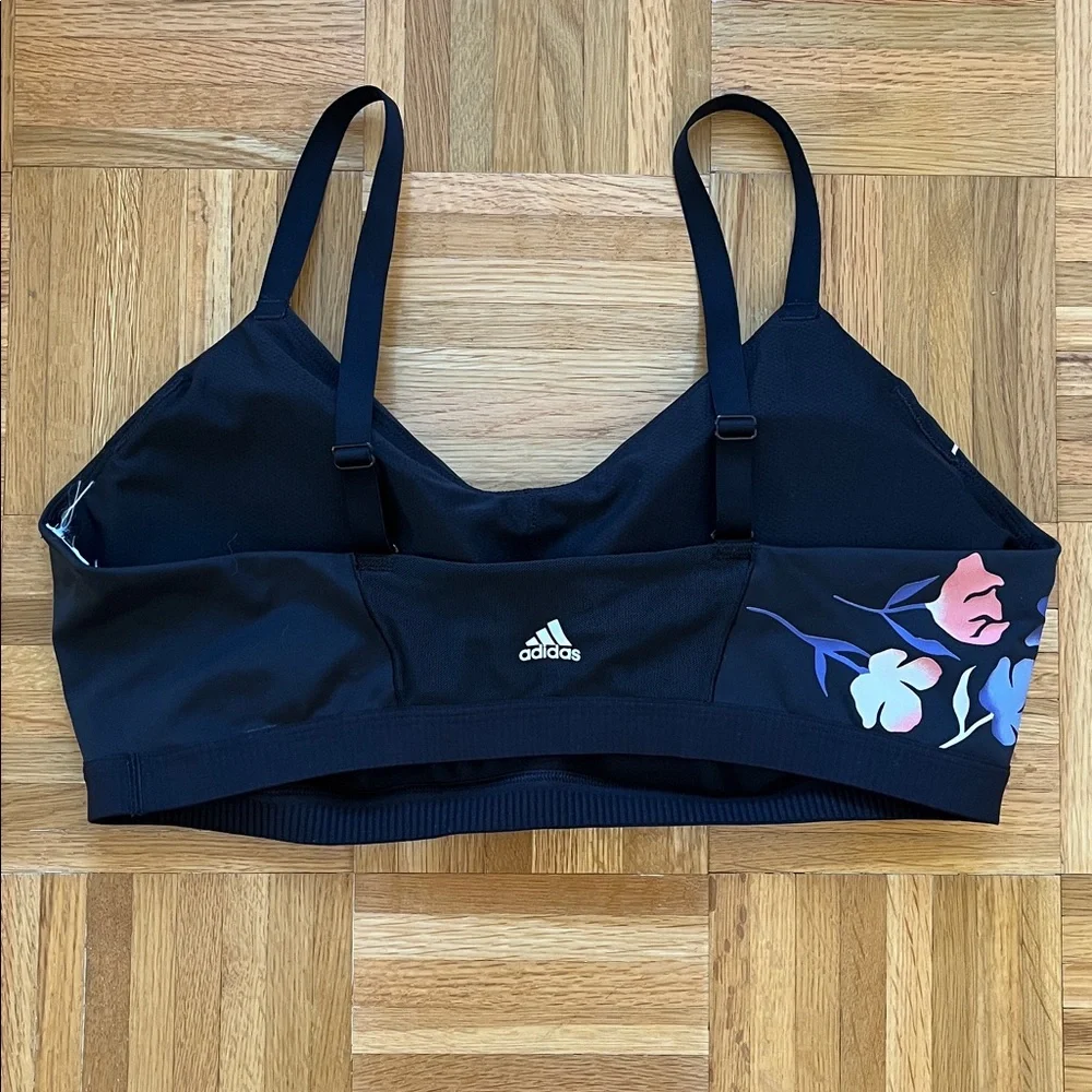 adidas Black Leggings with Floral Design - Picture 3 of 9